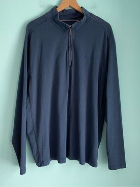 Tommy Bahama Stripe 1/4 Zip Breathable Lightweight Relaxed Pima Cotton Shirt XXL